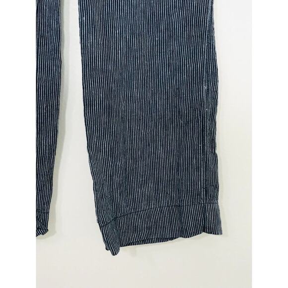Athleta Cabo Linen Pants Wide Leg Striped Coastal Navy Blue Preppy, 6T - Picture 7 of 13